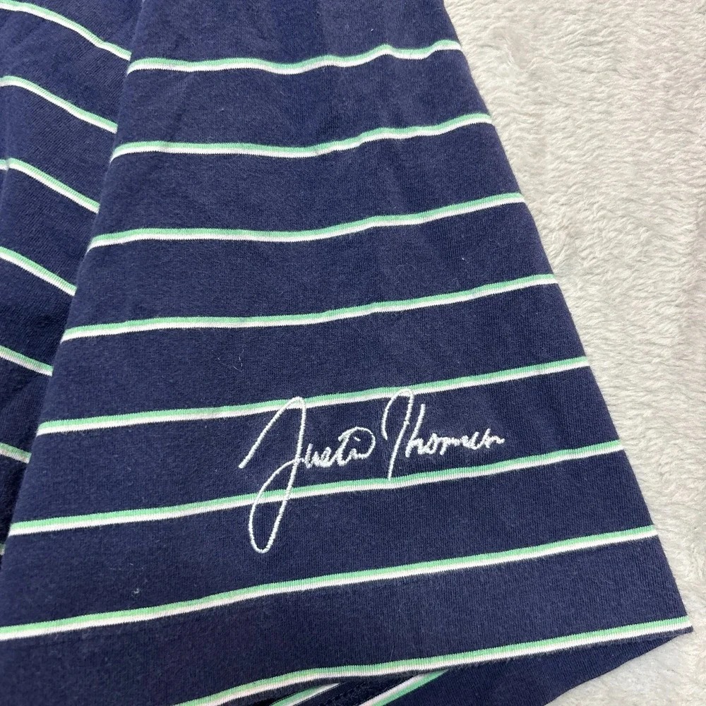 Ralph Lauren Polo Golf Shirt Mens L Justin Thomas Big Pony‎ AJGA Striped Blue